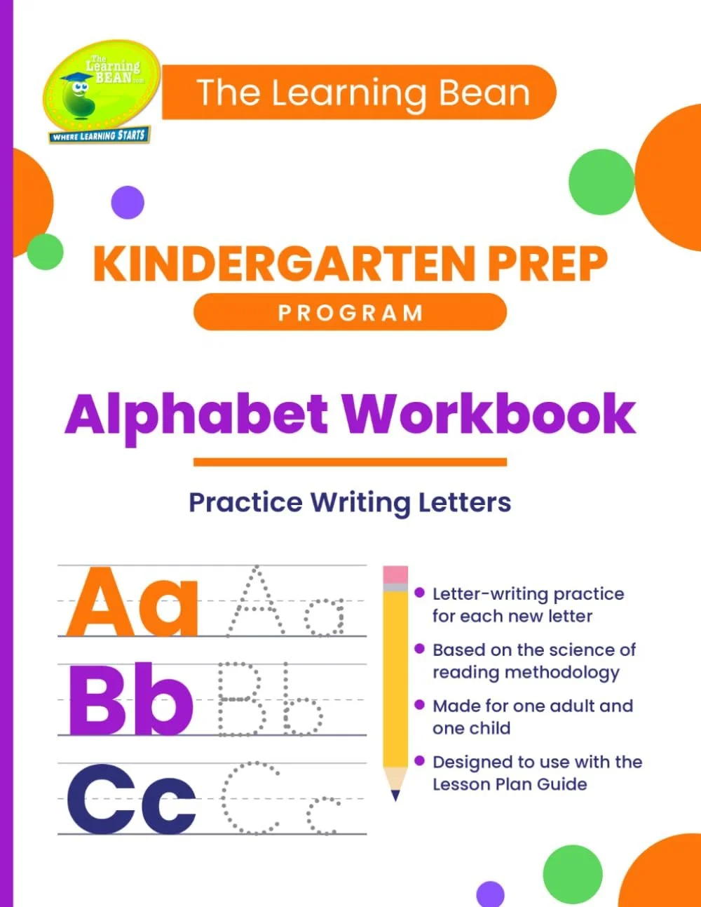 Alphabet Workbook: The Learning Bean Kindergarten Prep Program cover, The Learning Bean