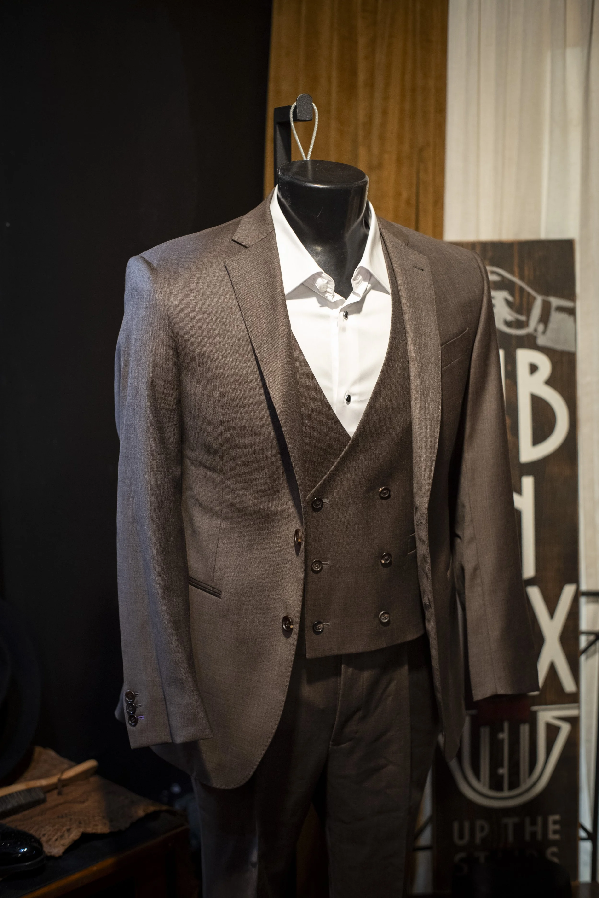 Bespoke three piece brown custom suit by 1942 Clothiers in Ybor, Tampa, Florida.