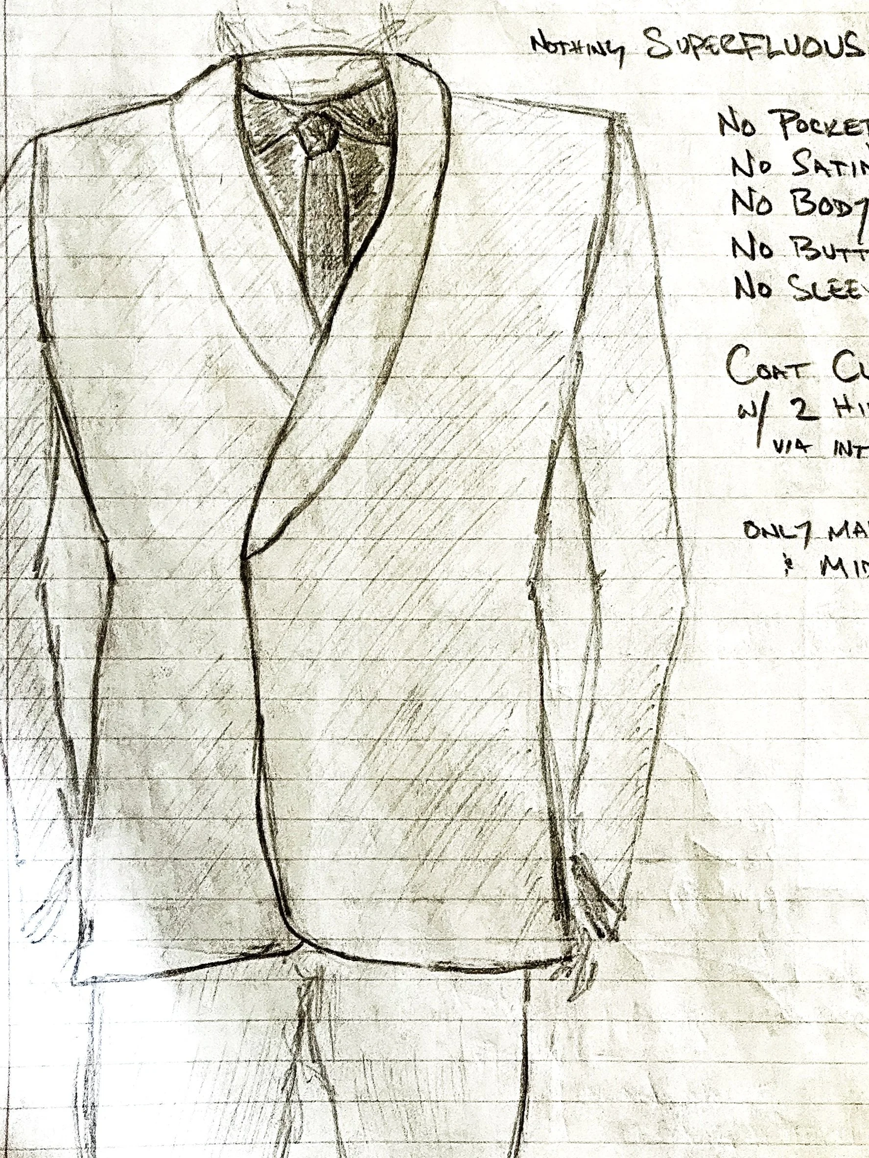 Concept drawing of a suit made in Ybor, made in Tampa, Florida, USA by 1942 Clothiers.