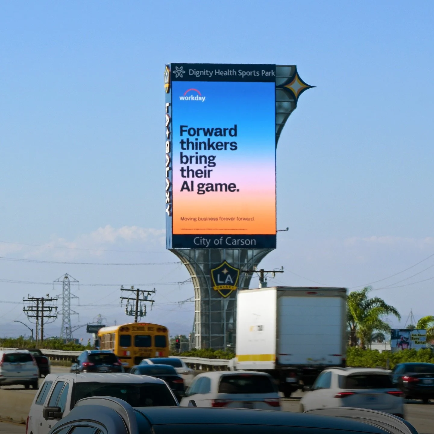 AI meets OOH 💡 Workday brings its &ldquo;AI Game&rdquo; to South Bay Pairing&mdash;where innovation comes to life on 7,000 sq ft of digital space along the 405 and 91 freeways.

#iconicmedia #media #ooh #dooh #workday #ai #southbay #outofhome #digit