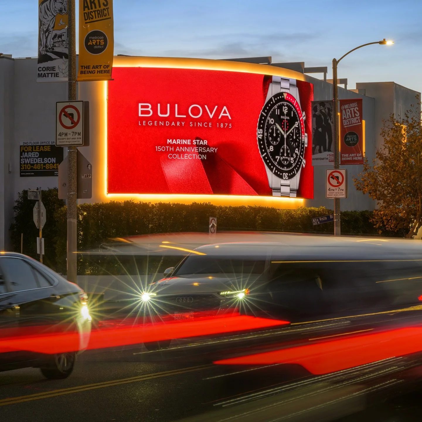 Bulova, legendary since 1875. Melrose Lights East, iconic since 2024. 

#iconicmedia #melrose #melroseave #bulova #bulovawatch #watchesdaily