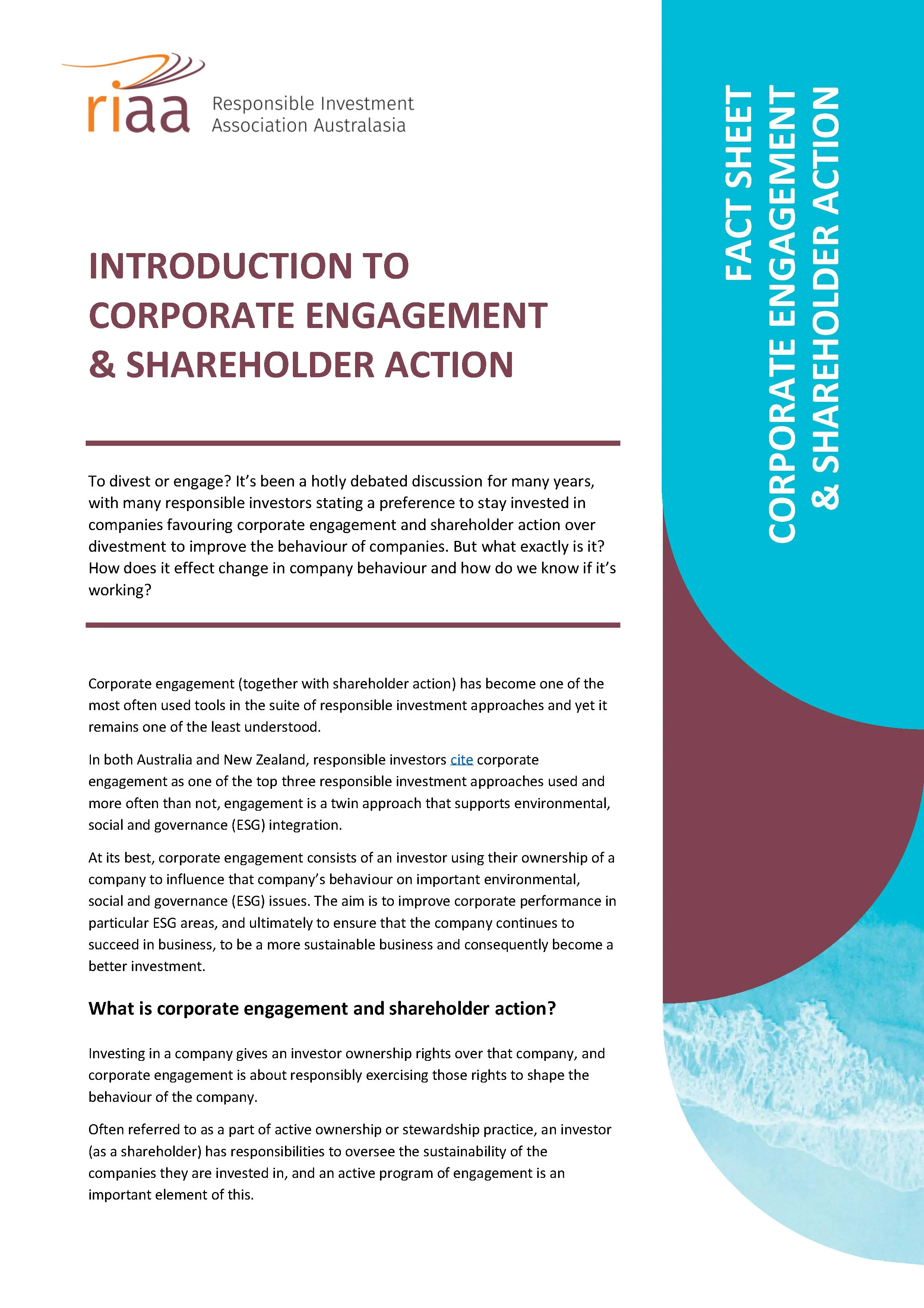 An Introduction to corporate engagement and shareholder action