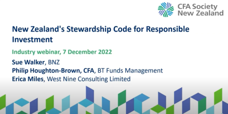 Webinar: NZ's Stewardship Code for Responsible Investment, by CFA Society
