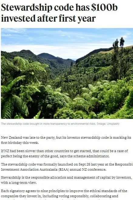 NZ Stewardship Code turns One!