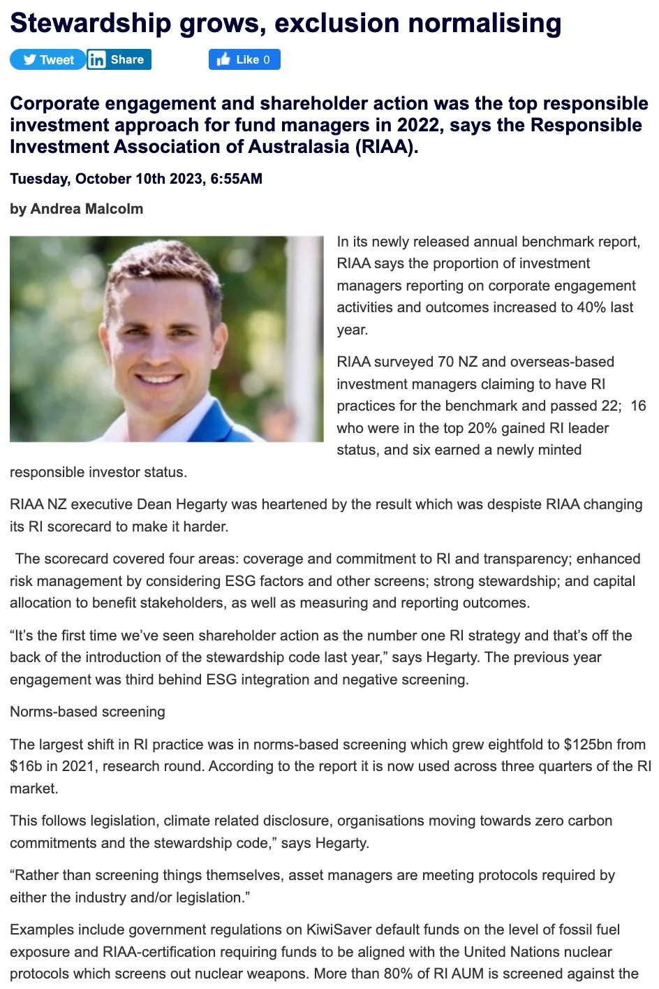 Stewardship grows, exclusion normalising