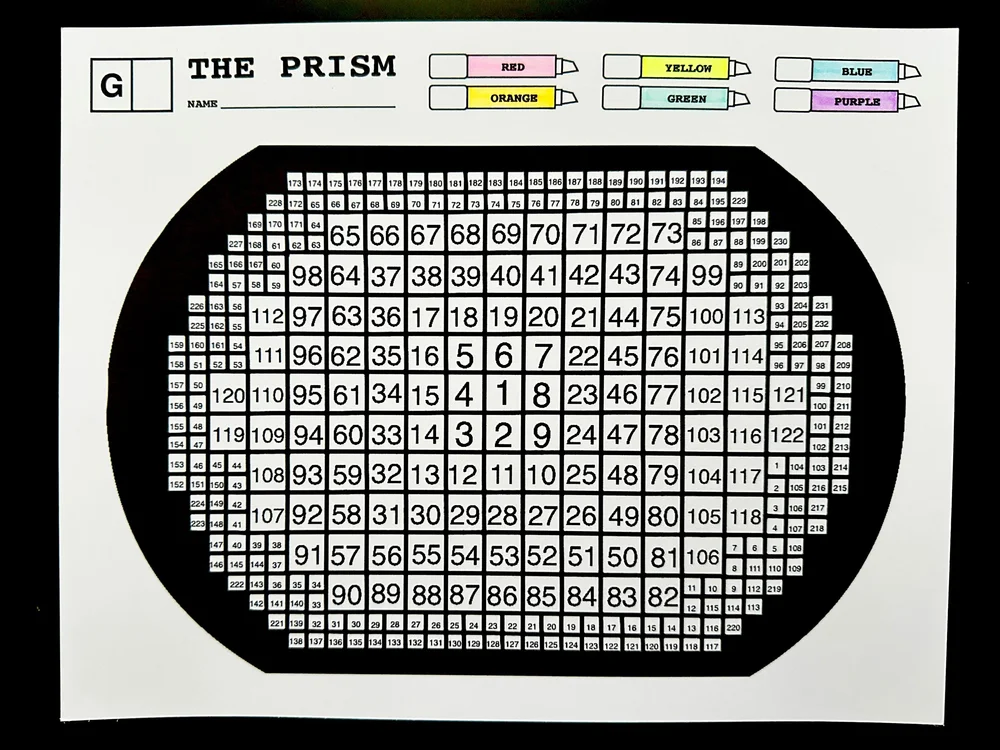 Prism coloring sheet