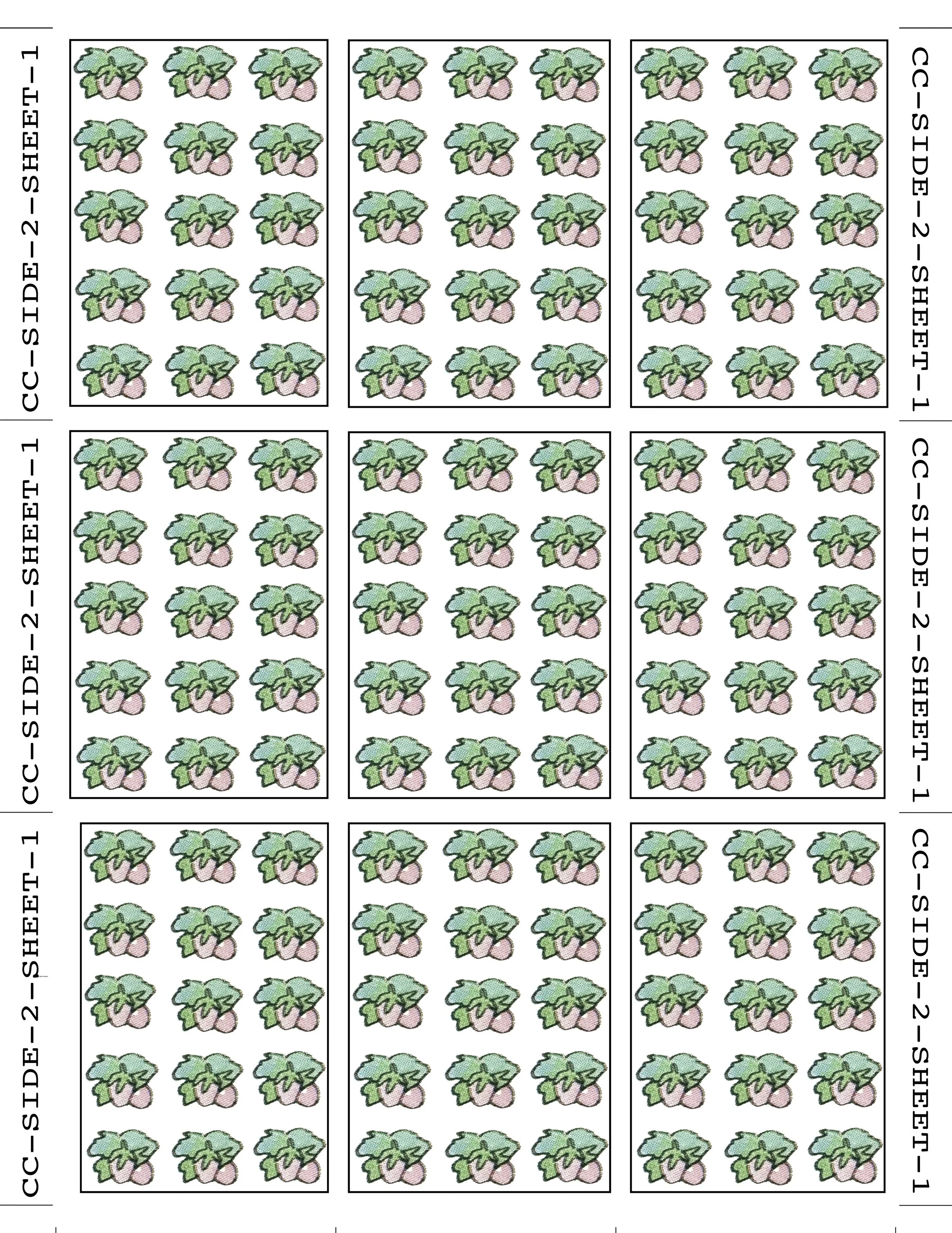 COLLECTIBLE GAME PIECE CARDS — SIDE 2 / SHEET 1