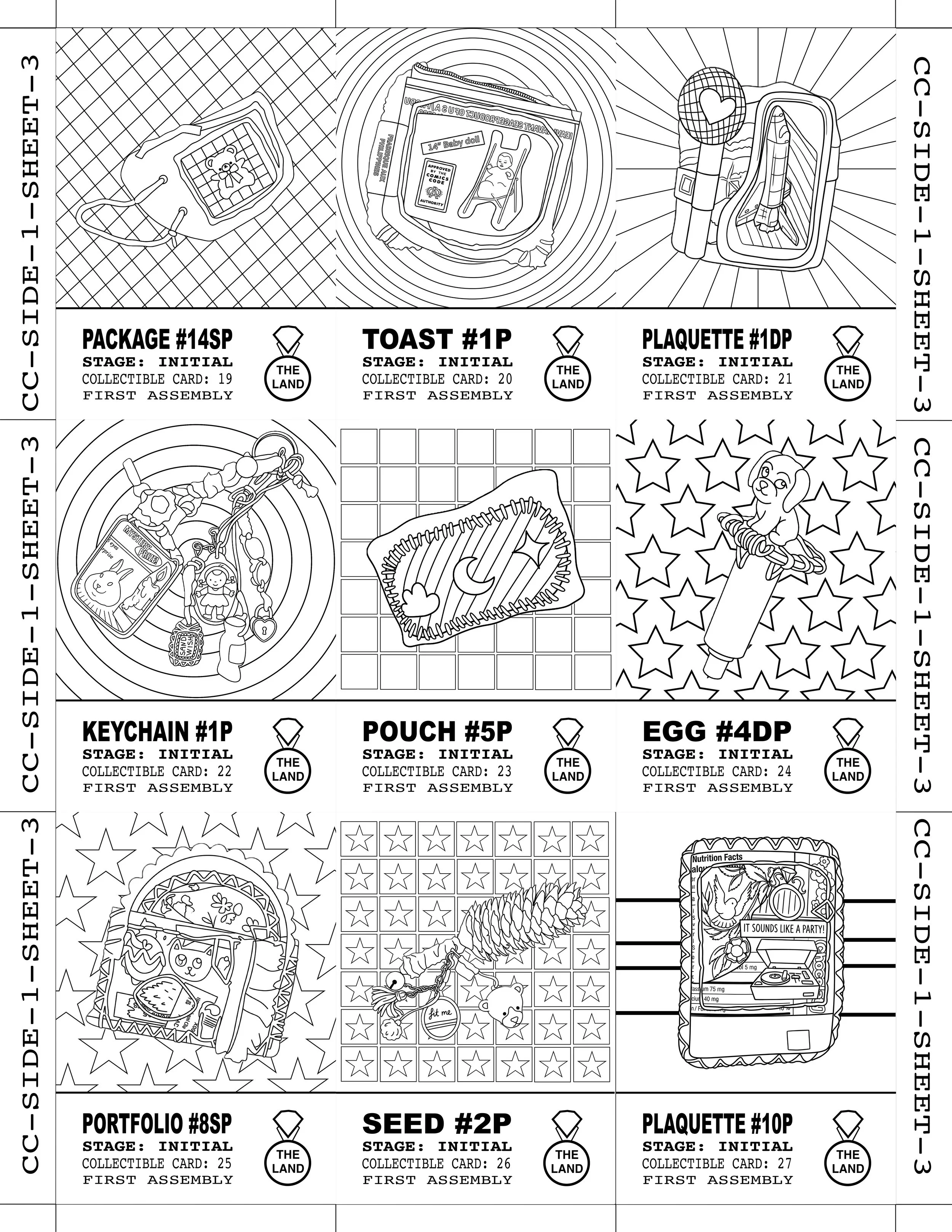 COLLECTIBLE GAME PIECE CARDS — SIDE 1 / SHEET 3