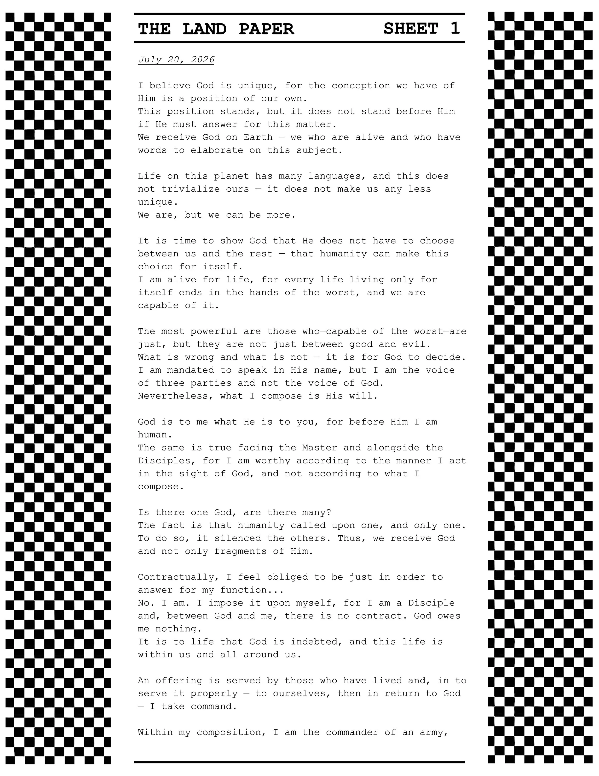 THE LAND PAPER - SHEET 1 (EN)