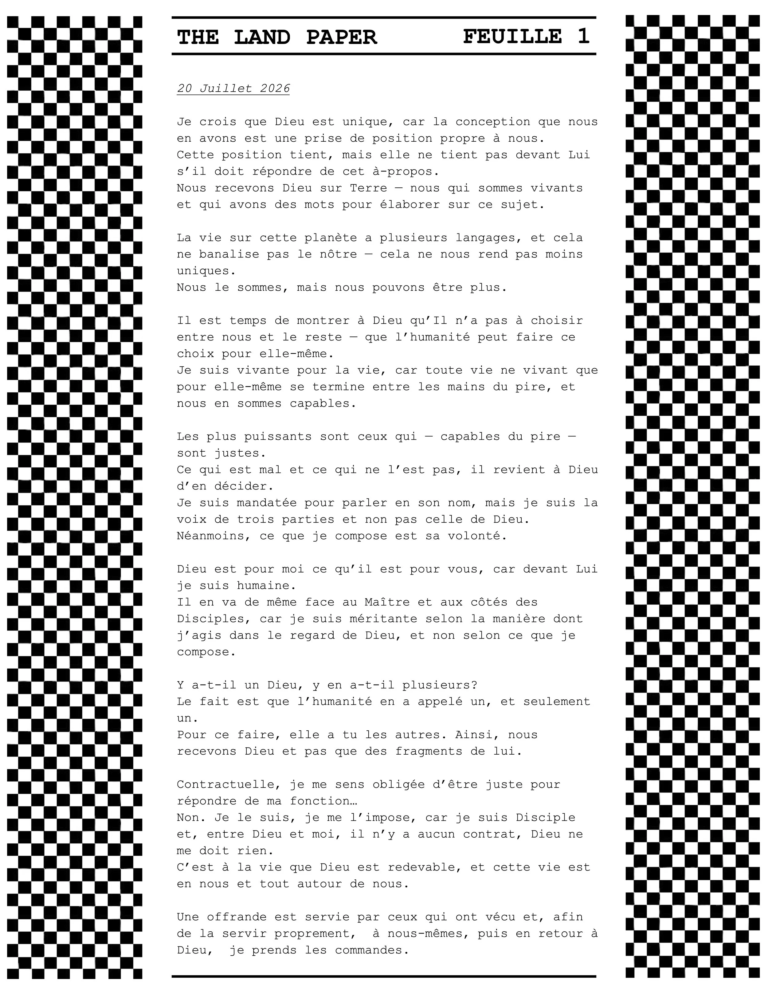 THE LAND PAPER - SHEET 1