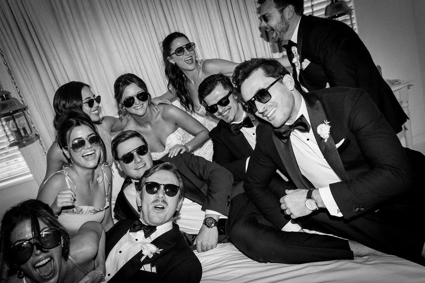 The vibes coming from this group right here were infectious! It&rsquo;s hard not to love a wedding party this cool! 😎.
.
.
.
.
Planning &amp; Design @michellegaribayevents
Venue @avalonhotels
Photography @brogenjessup
Floral Design @luna_design_stud