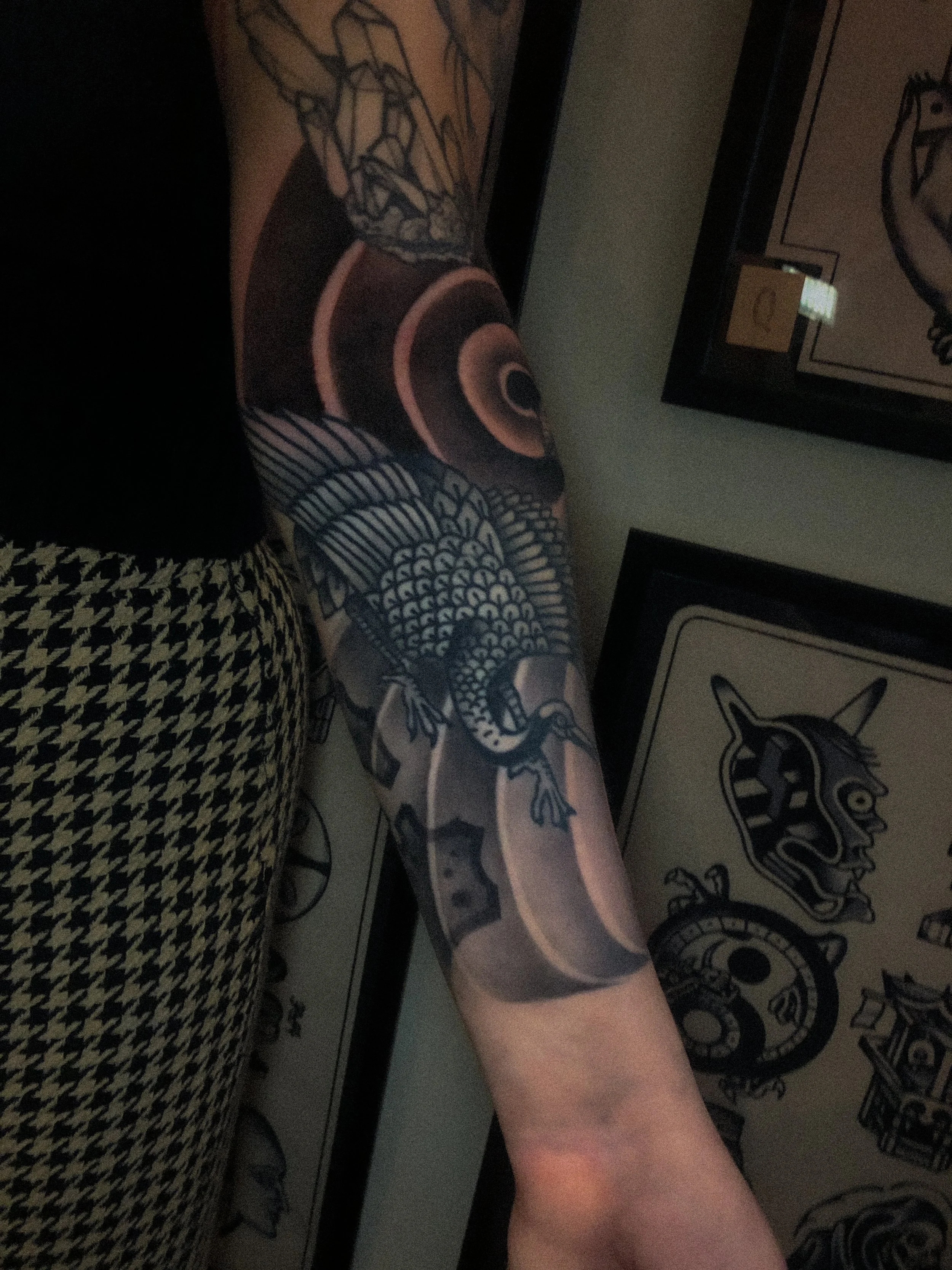 fågel tatuering i japansk stil