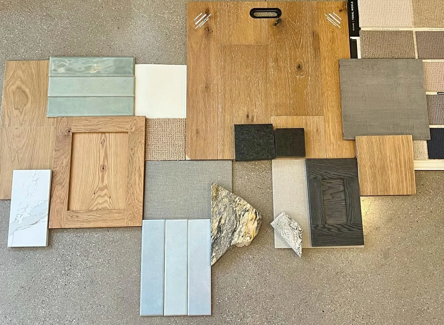 A sneak preview of the color palette for our family cottage project

#tileselections #interiorselections #newconstruction #nestindesign #northernmichiganinteriordesigner