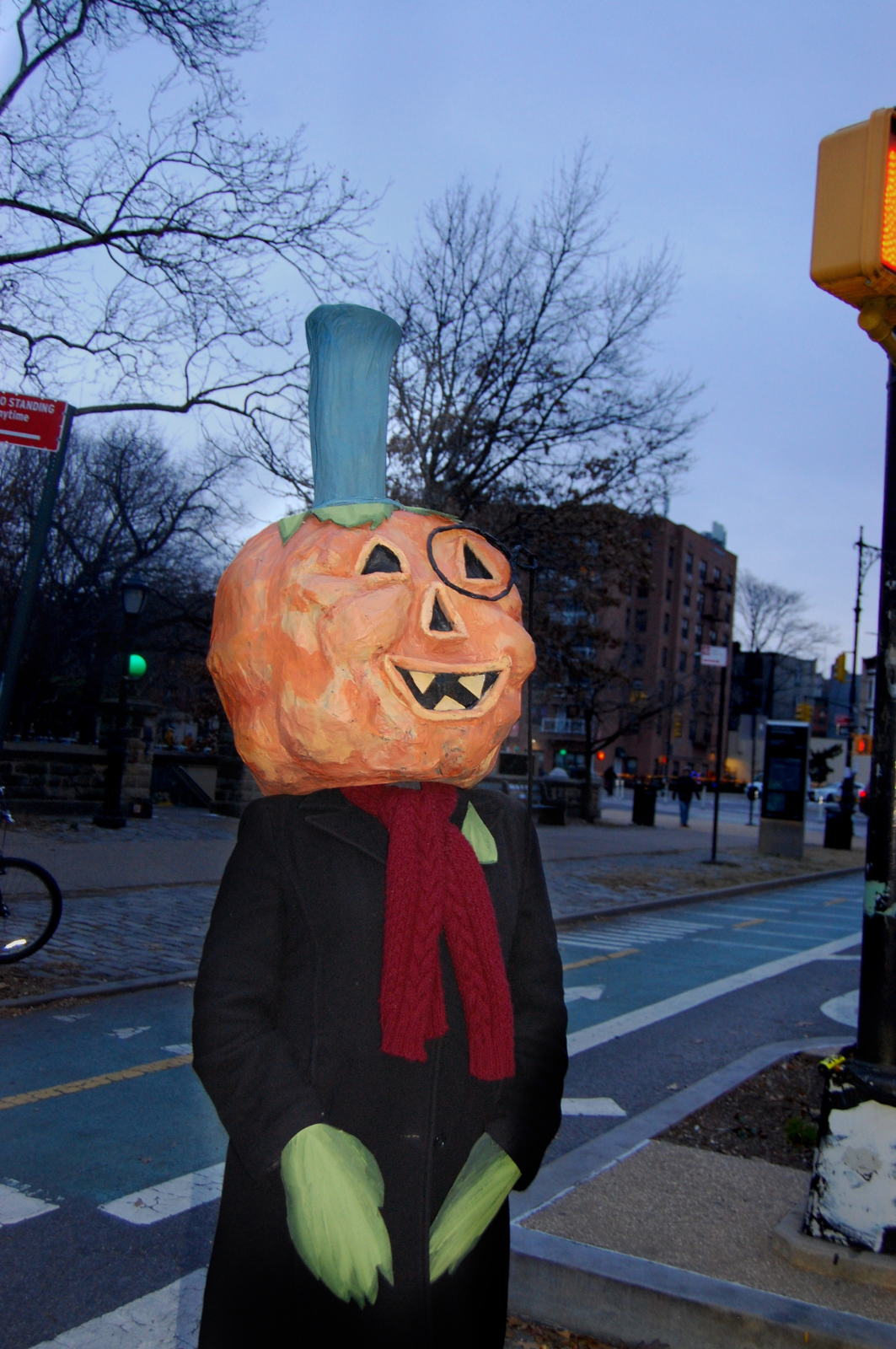 Pumpkin Head 4 - 2025 
1063x1600 px - Digital photograph of mixed-media sculpture

One day he’ll know where he goes, but maybe not today.

So for now, he’ll march head-high, and continue on his way.
