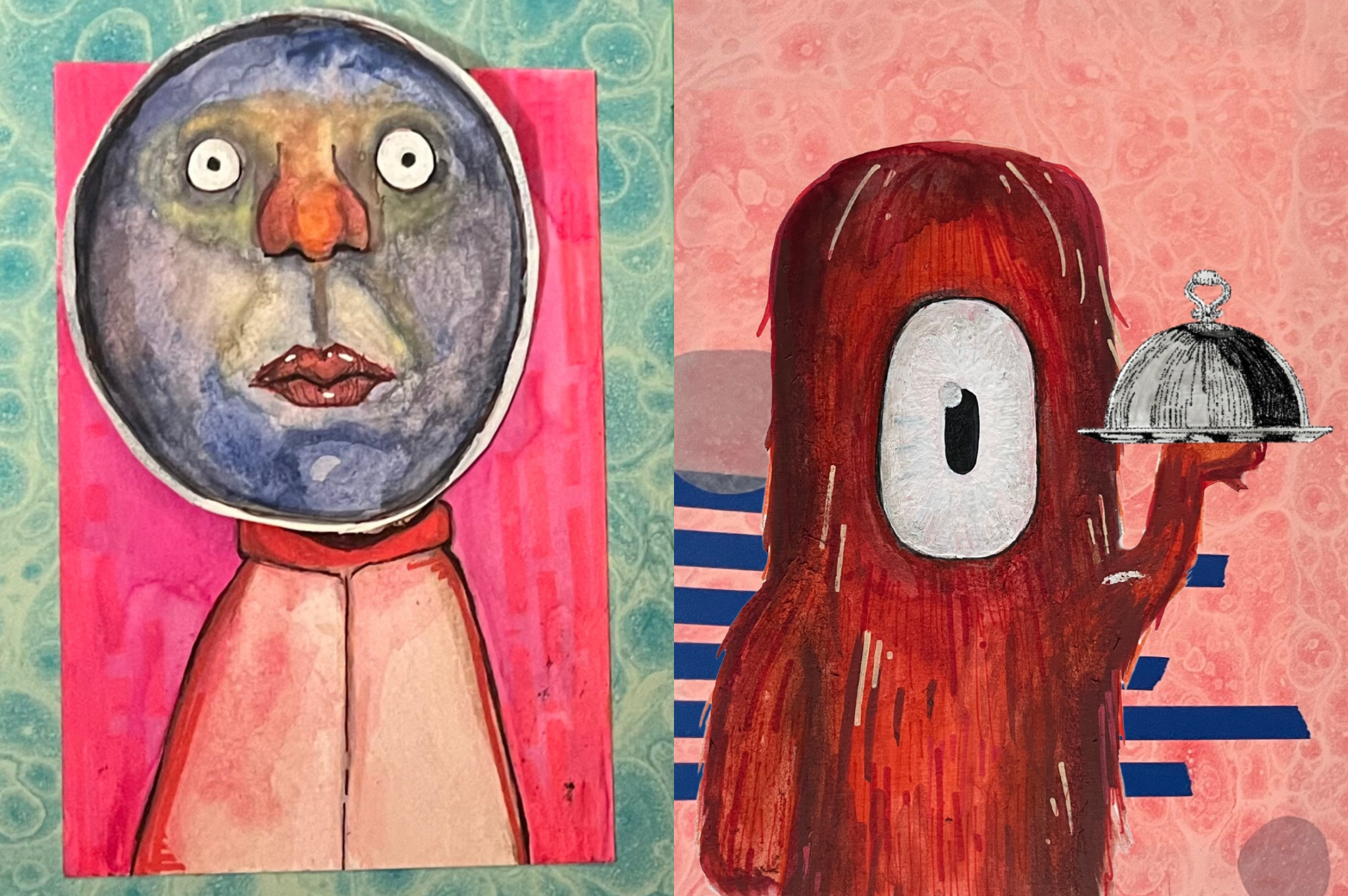 Imaginary Friends Zine 3 - 2023 
8.5”x11” - Mixed Media Collage

This Zine dares to grapple with a plight not often discussed: that of the imaginary.

The red, fuzzy gentleman on the right is named Ralph. Post-reverse mitosis.