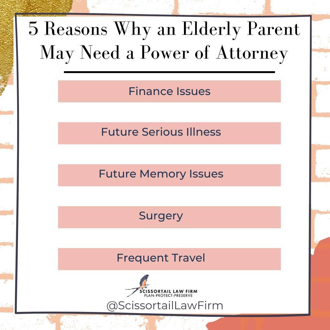5 Reasons Why an Elderly Parent May Need a Power of Attorney⁠
.⁠
1 - Finance Issues⁠
.⁠
2 - Future Serious Illness⁠
.⁠
3 - Future Memory Issues⁠
.⁠
4 - Surgery⁠
.⁠
5 - Frequent Travel⁠
.⁠
* Click the link in bio to learn more about us and click &quot