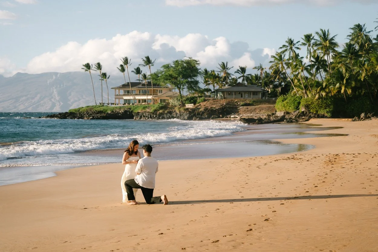 Magical Surprise Proposal at Po’olenalena Beach | Maui Engagement Photographer