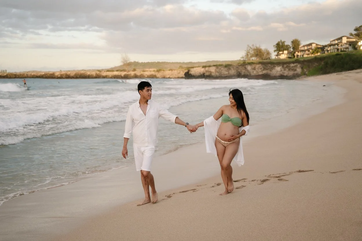 Sunset Maternity Session at Ironwoods Beach | Maui Babymoon Photographer