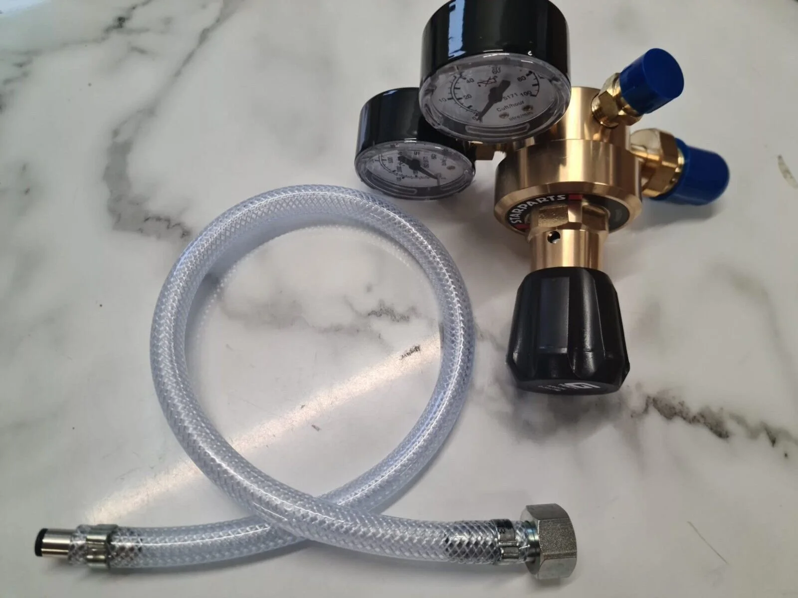 1.5mtr Hobby Mini MIG Gas Conversion Kit Regulator to 4mm Push Fit