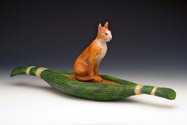 Cat on Papyrus Boat