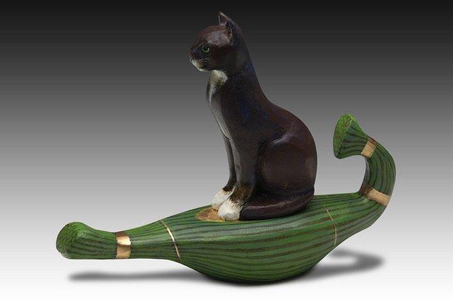 Black Cat on Papyrus Boat