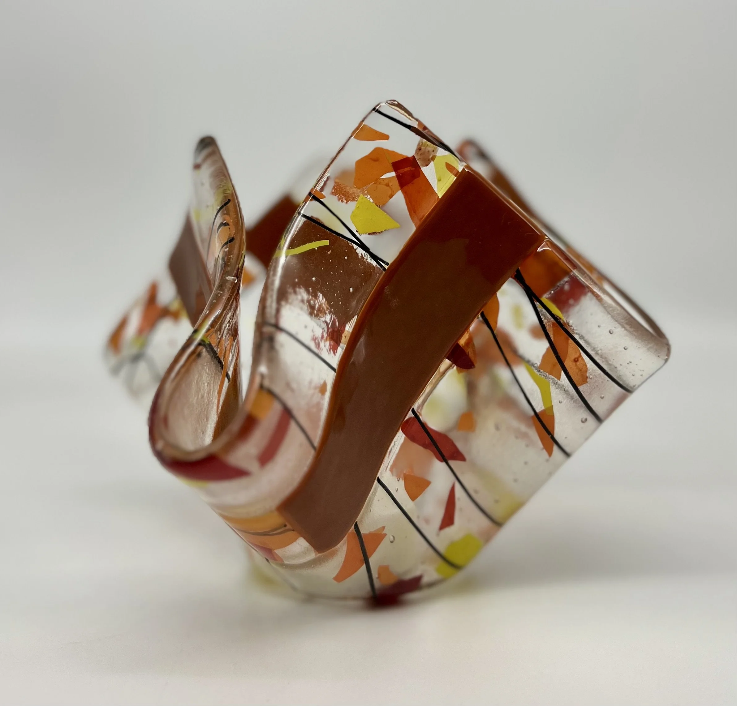 Autumn Confetti with Burnt Orange opaque insets Candleholder $45