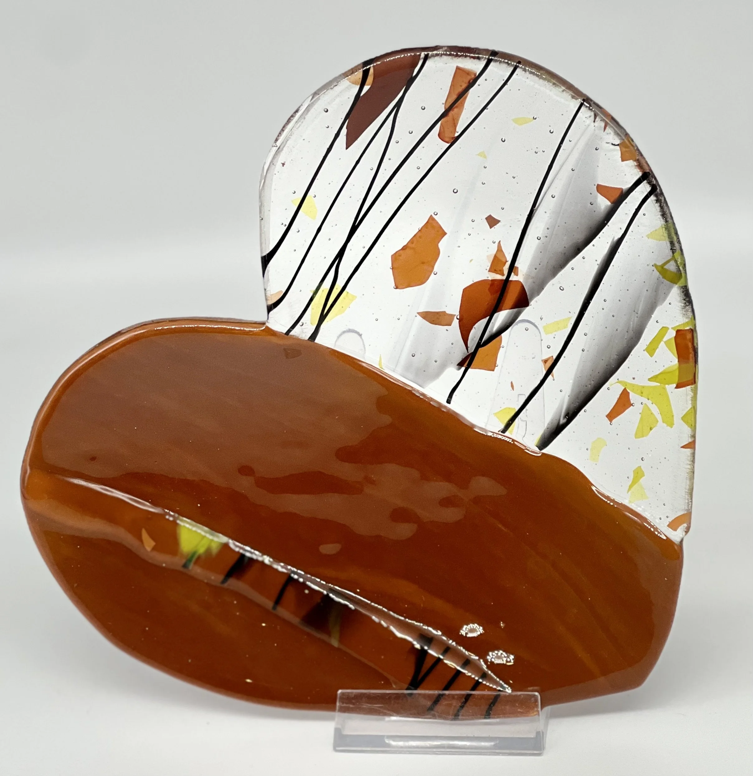 Medium Heart approximately 7.5 " across.  Burnt Orange with Autumn Confetti  $45