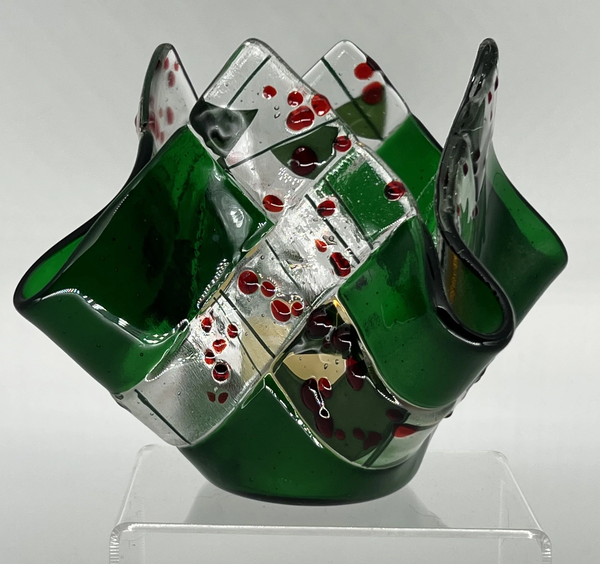 Transparent emerald green with Holly Berry inset - $55 - sold - similar can be recreated