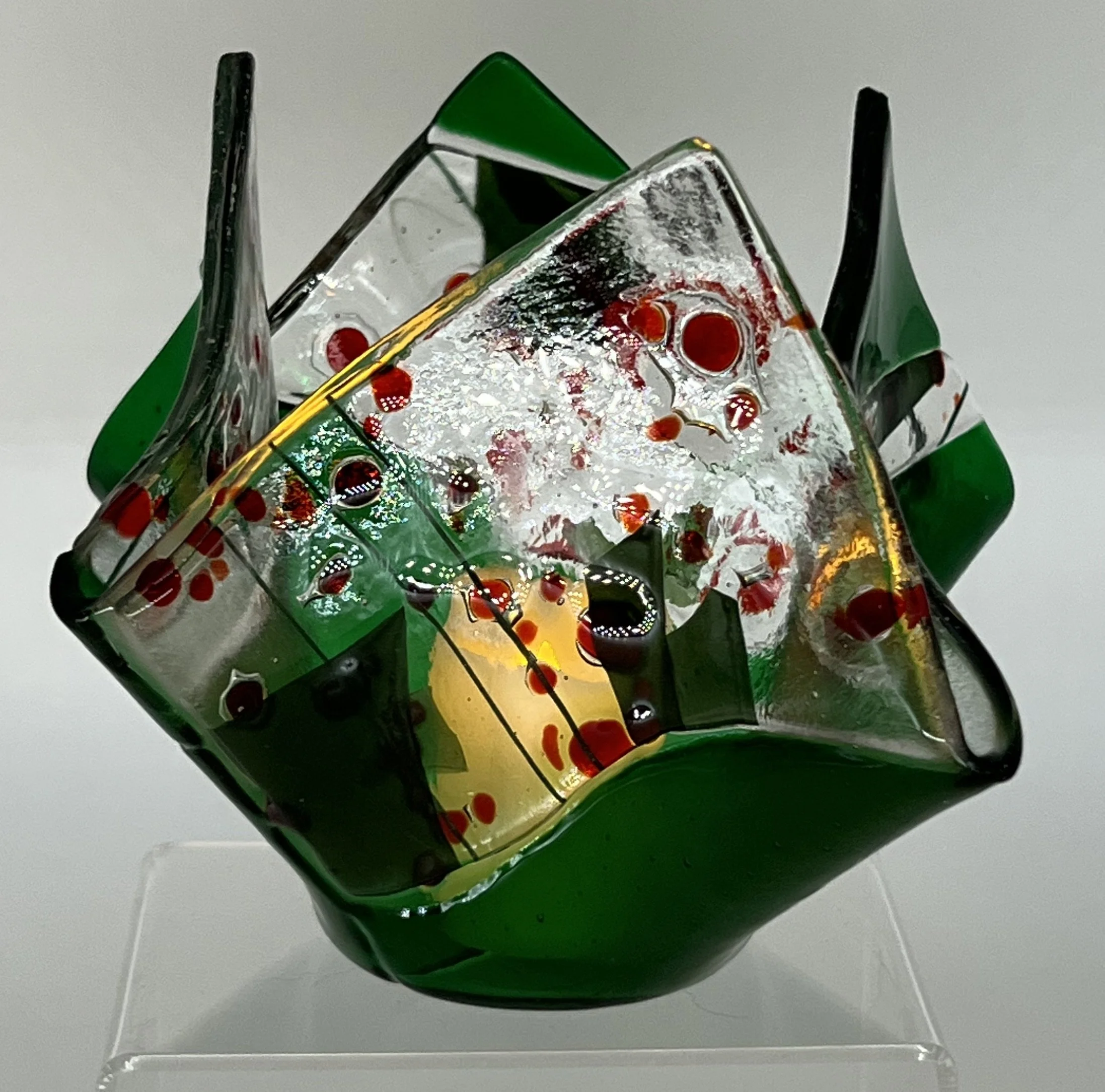 Transparent emerald green with Holly Berry inset - $55 - sold - similar can be recreated