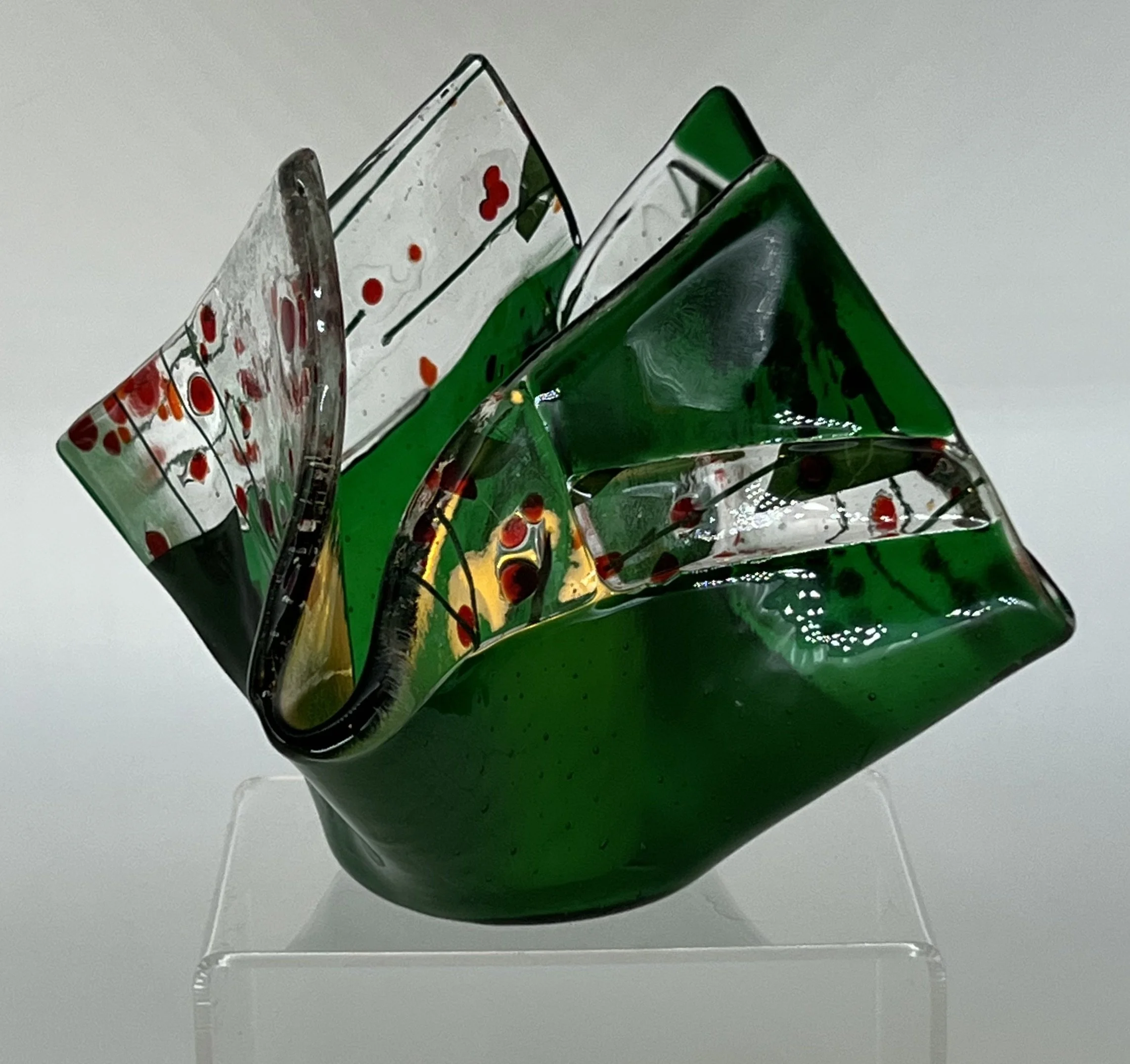 Transparent emerald green with Holly Berry inset - $55 - sold - similar can be recreated