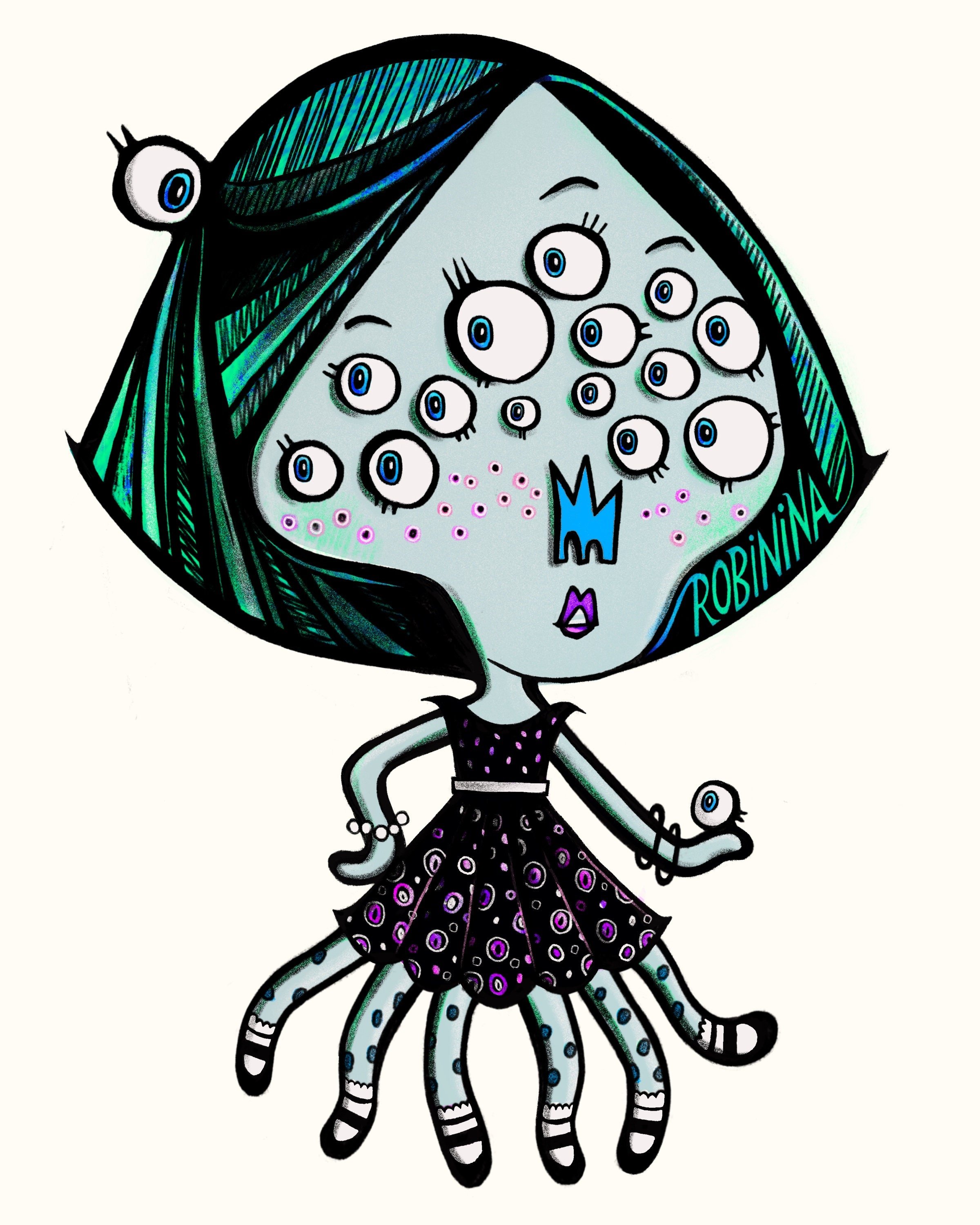 Octavia the Octopus vinyl sticker - Robinina