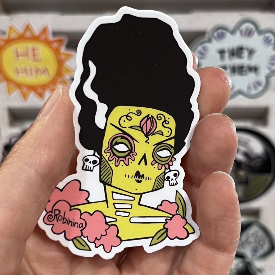 Bride of Fankenstein - Dia de los muertos sticker - Robinina
