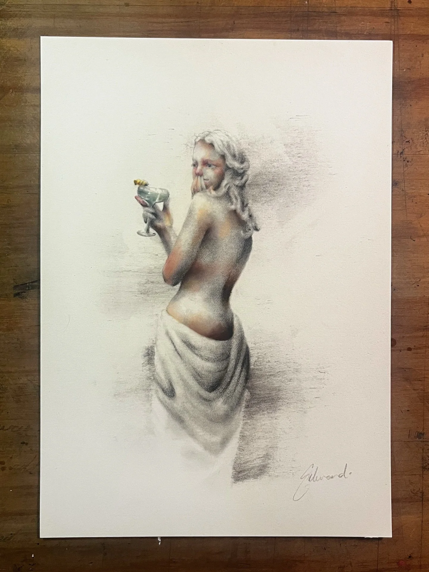 &ldquo;Cheeky marg?&rdquo; - Charcoals and oil paint on A4 hot press paper 

#margarita #artwork #charcoalonpaper #oilpaints #portrait