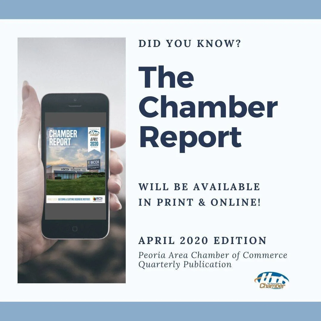 Social Media Post
[Peoria Area Chamber of Commerce]

"Coming Soon! Our April Edition of the Chamber Report will be mailed out and available on our website soon! Keep an eye out for updates! #ChamberReport #PACC #PeoriaChamber"