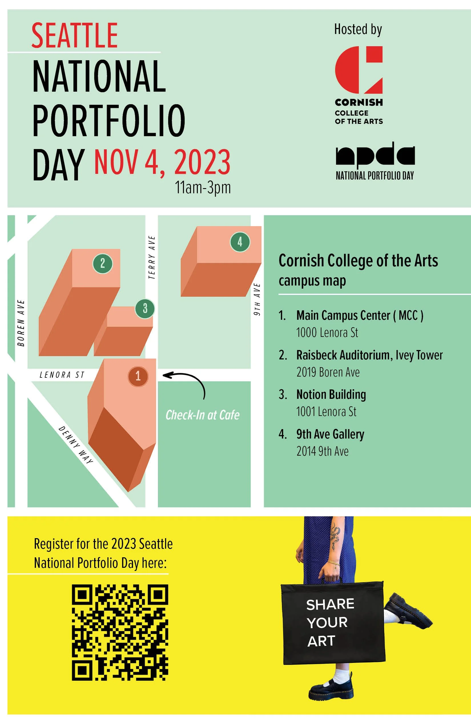 2023 Seattle National Portfolio Day program (5.5"x8.5" booklet) front cover