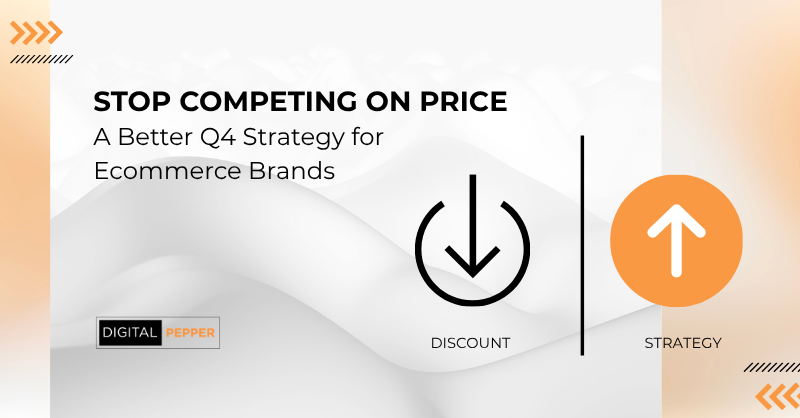 Discount vs. strategy comparison icon graphic, Digital Pepper Q4 ecommerce strategy