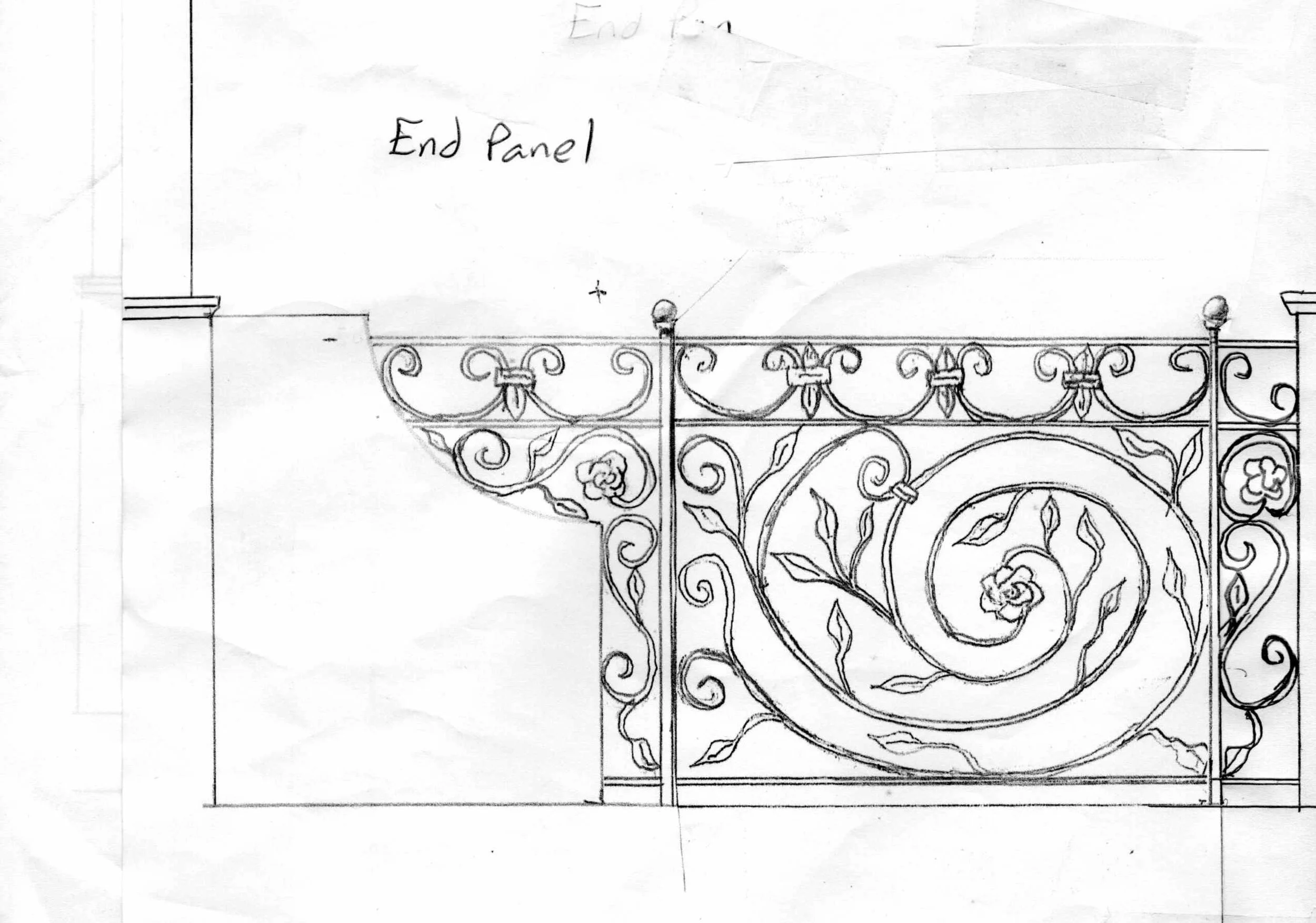 Starting with a drawing of the railing design and how it will fits its space  ...