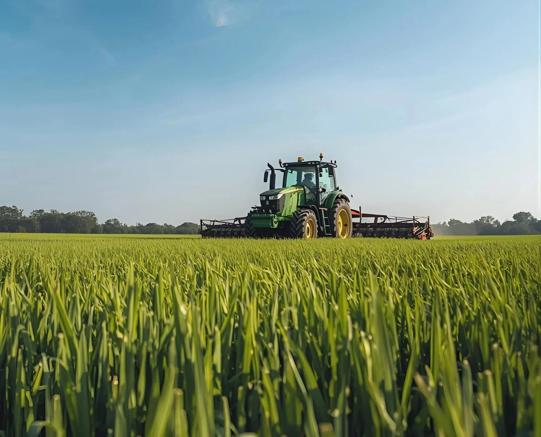 Image of a tractor working in a field, T5 Plus AG Repair has experience in tractor and implement repairs