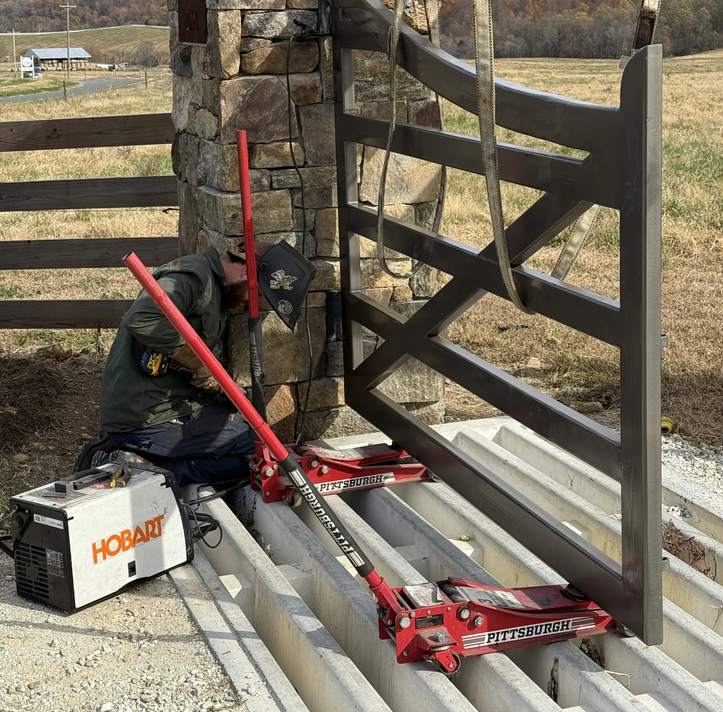 T5 Plus Welding team working on a gate installation for a vineyard