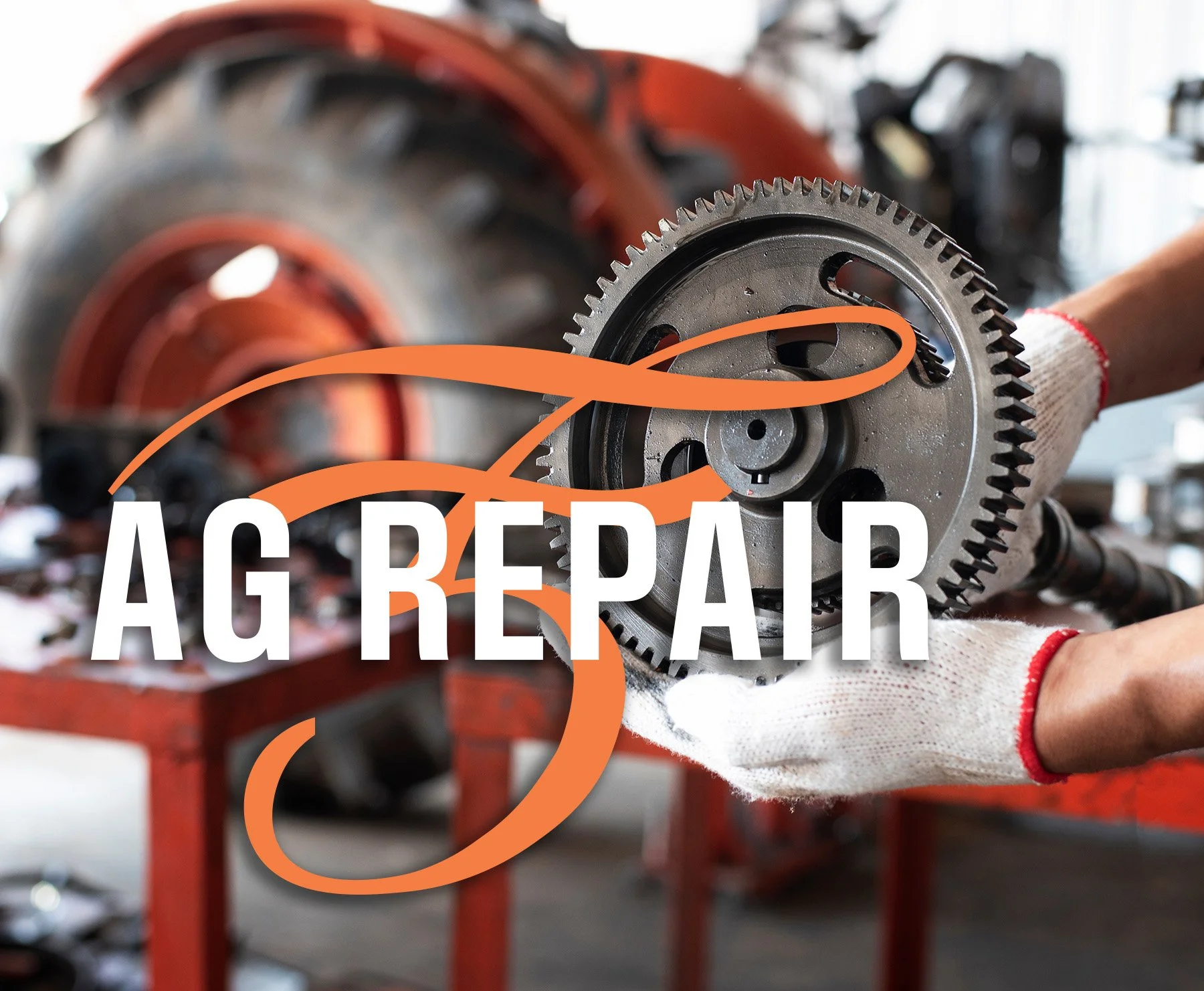 Image of a tractor axle with the logo for T5 Plus AG Repair services overlayed