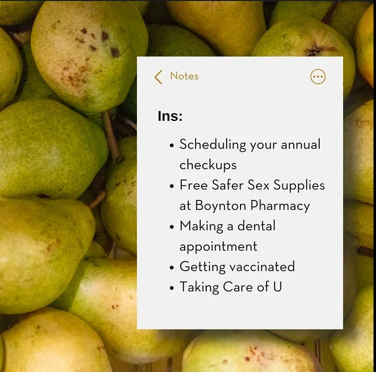image of pears with notes app in front of it reading 'ins'
