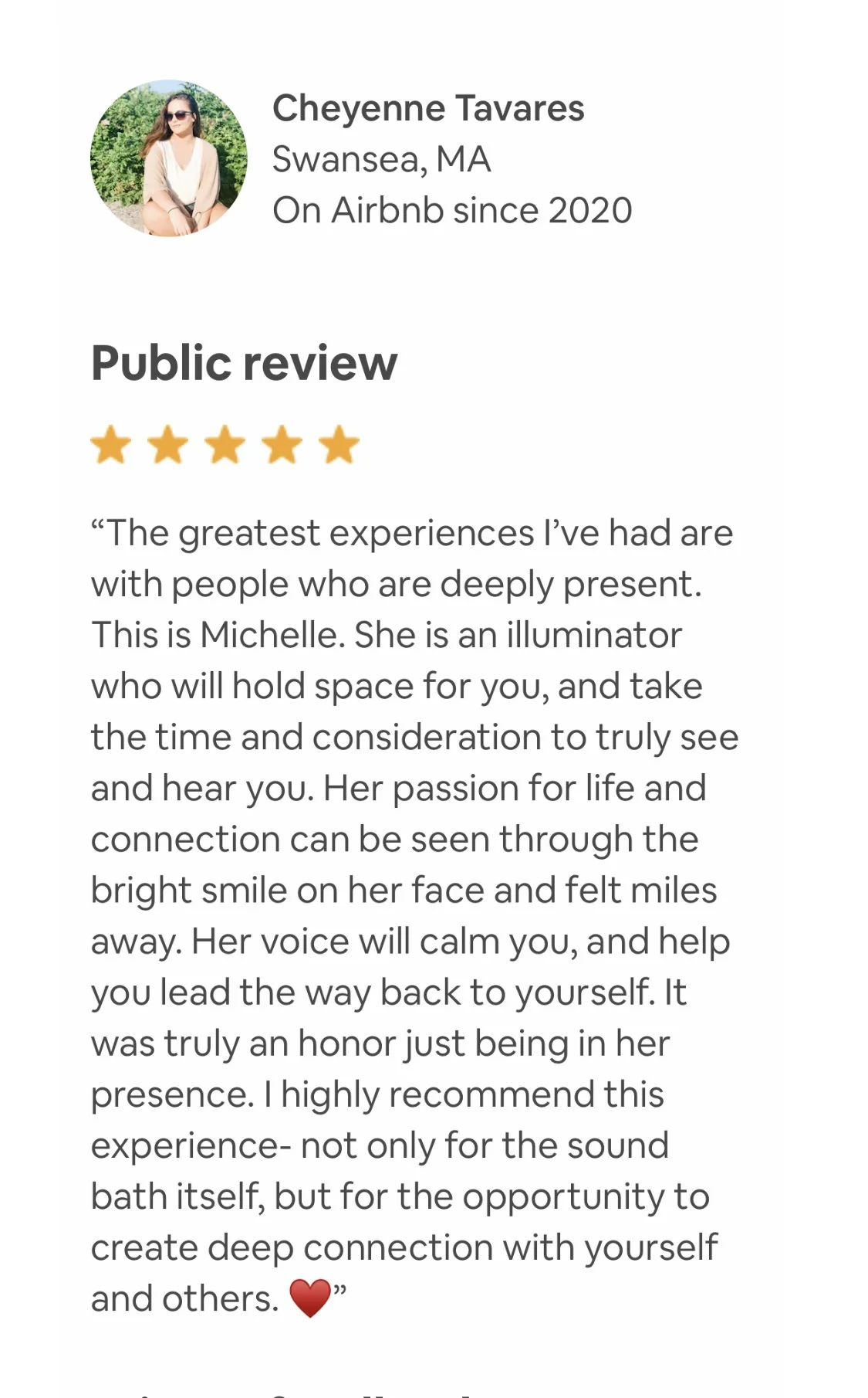Sound Meditation under the Stars with Heller Good. The greatest experiences I've had are with people who are deeply present. This is Michelle. She is an illuminator who will hold space for you, and take the time and consideration to truly see and hea