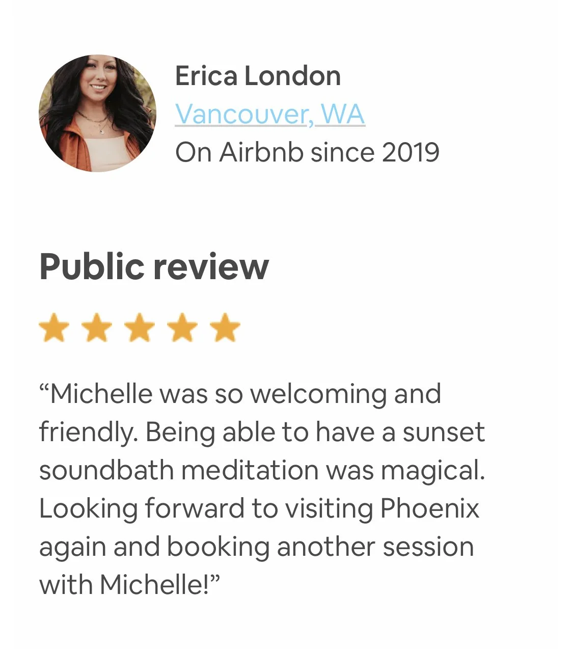 Sound Meditation under the Stars with Heller Good. Michelle was so welcoming and friendly. Being able to have a sunset Sound Bath meditation was magical. Looking forward to visiting Phoenix again and booking another session with Michelle!