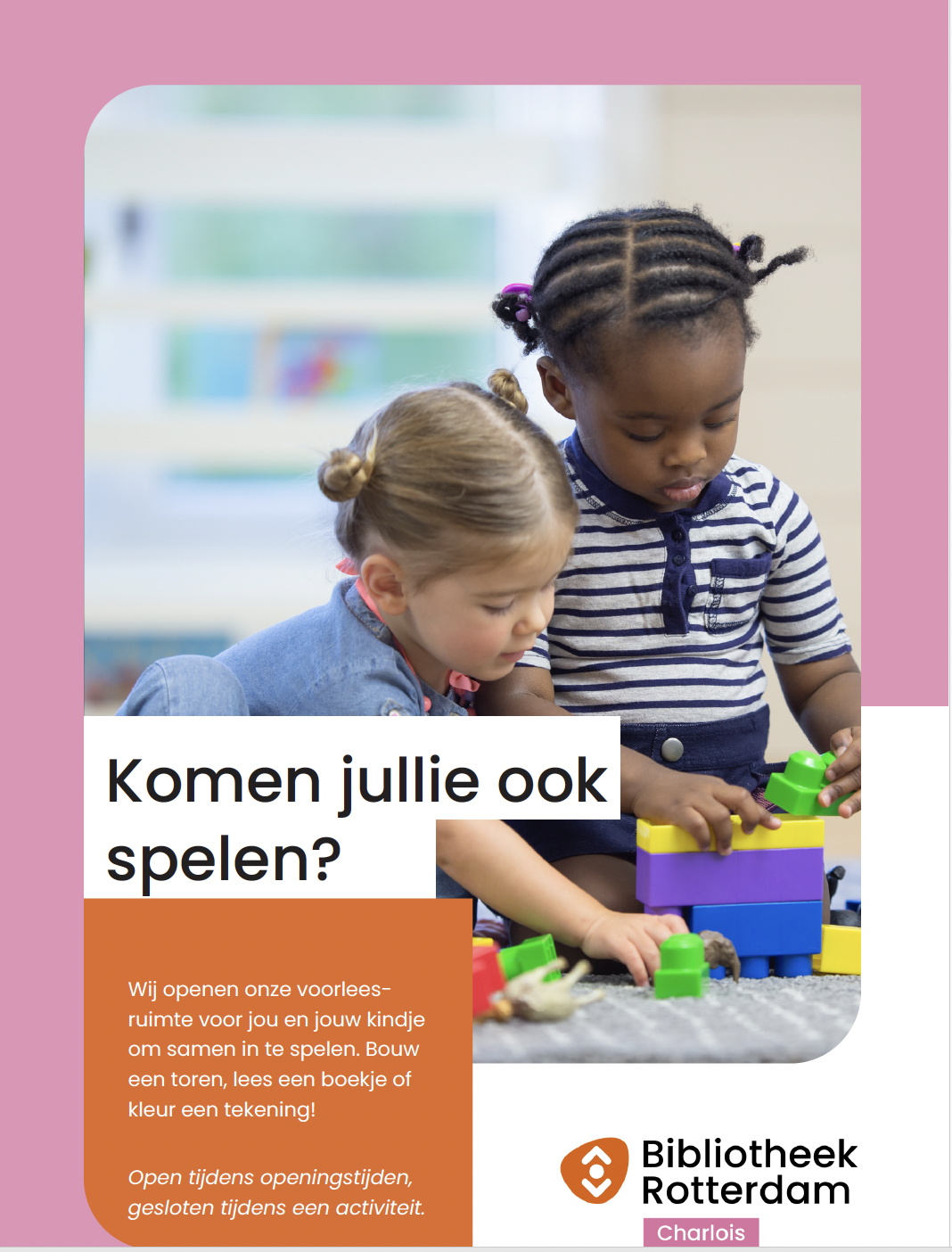 Vrij spelen in de Voorleeshoek van Bibliotheek Charlois