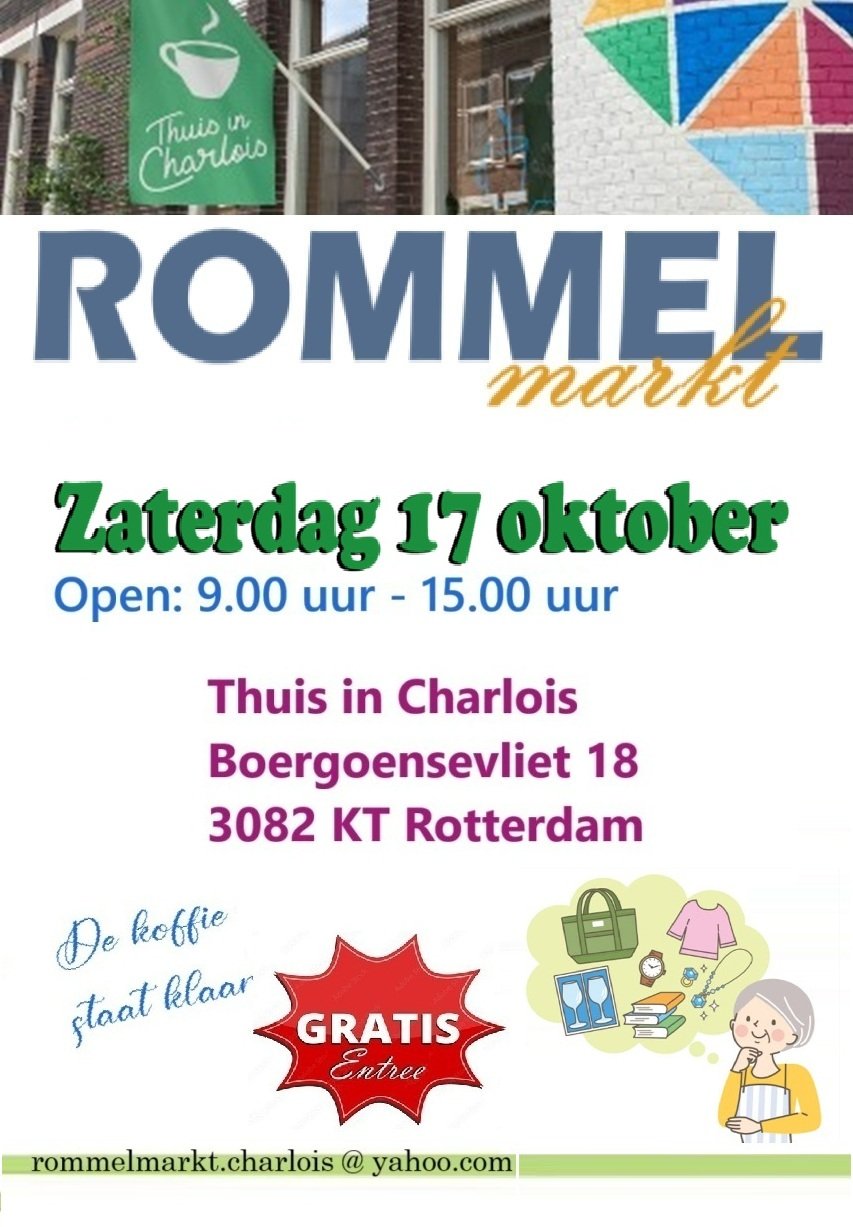 🛍️ Rommelmarkt bij Thuis in Charlois!x