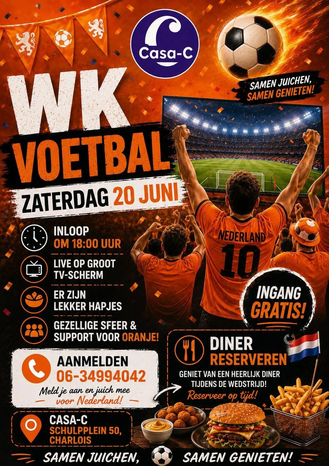 ⚽ WK Voetbal kijken bij Casa-C! 🇳🇱🧡