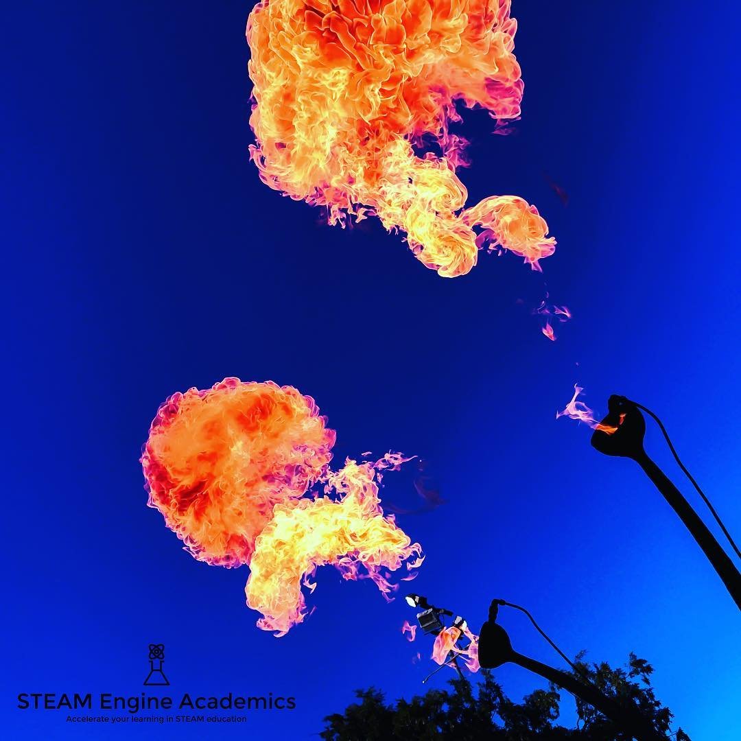 Maker Faire 2018 is right around the corner and will be taking place in the month of May 🎈Who is ready for the greatest show and tell on Earth? Here is a picture from 2017 featuring steam punk fire balls 🔥

#STEAM_Engine_Academics #MakerFaire2017 #