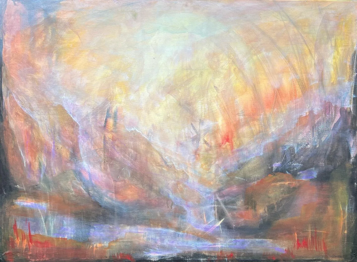 &laquo;Midnattssol&raquo;☀️

#art #artwork #artgallery #design #abstractart #abstractpainting #painting #maleri #kunst #intuitivt #natur #farger #forest #kunstner #skogensro #intuitiveart #maleriertilsalg #malerier #h&aring;ndtverk #skaperglede #akry