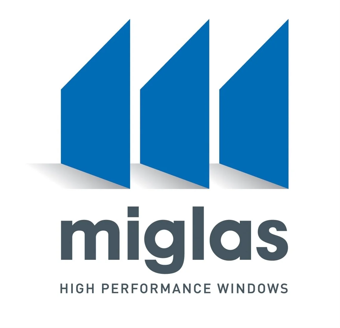 Image is of Miglas' white and blue logo, a business that uses Cope Crane Truck's crane truck hire services.
