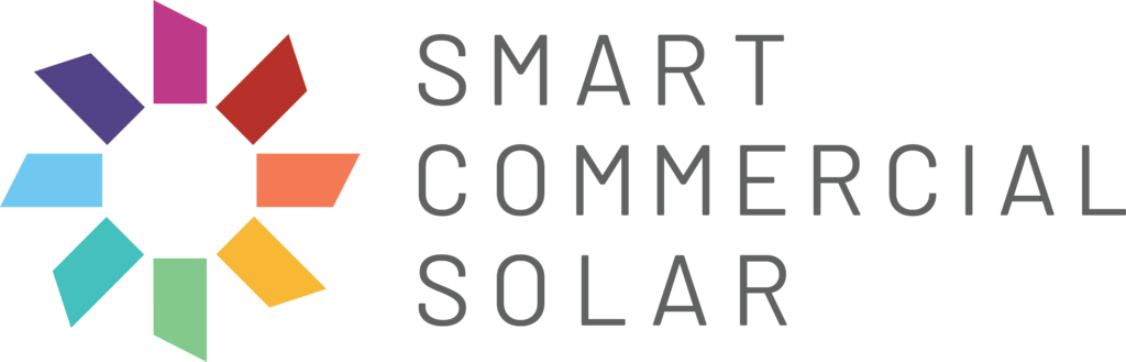 Image includes Smart Commercial Solar's multicoloured logo, a business that uses Cope Crane Trucks for projects that require crane truck hire.